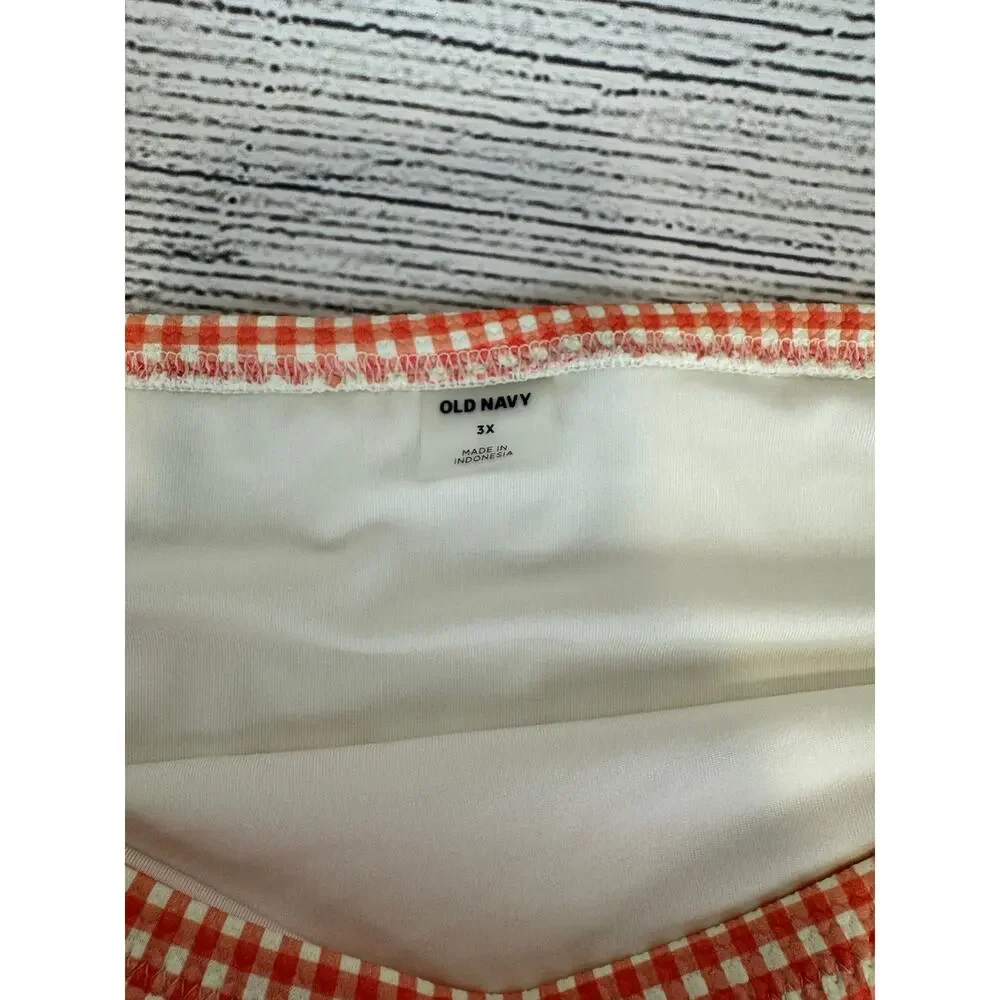 Old Navy Plus Size Cream & Coral Gingham Matching Bikini Swim Set Size 3X